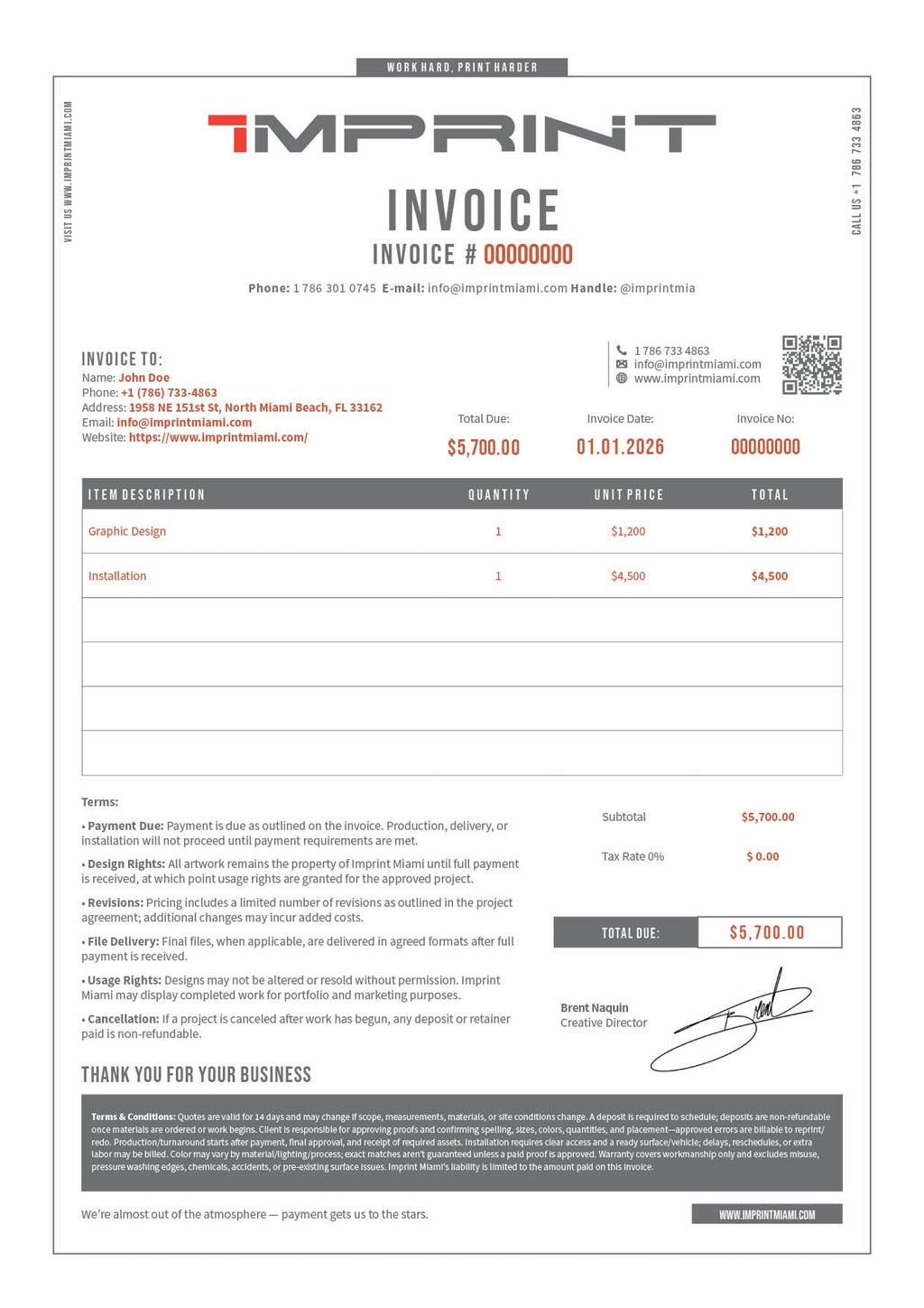 Invoice Template for Wrap & Design Shops