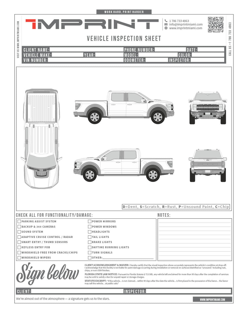 Truck Inspection Sheet Template